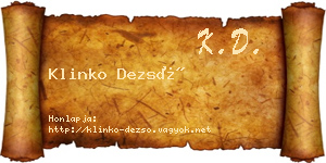 Klinko Dezső névjegykártya