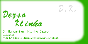 dezso klinko business card